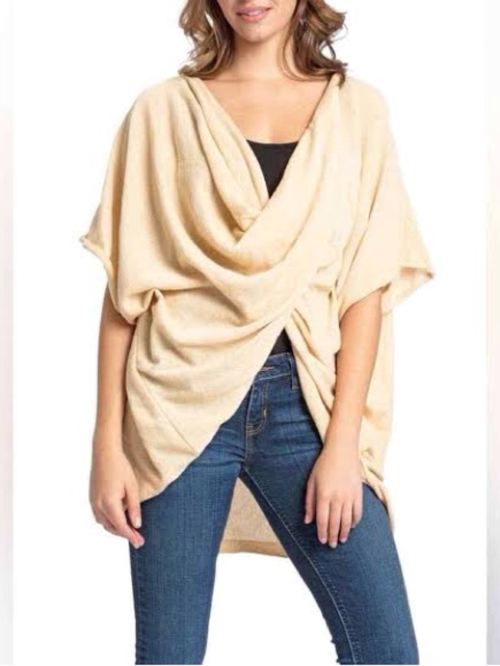 Save the Ocean Cream Knit Poncho Top